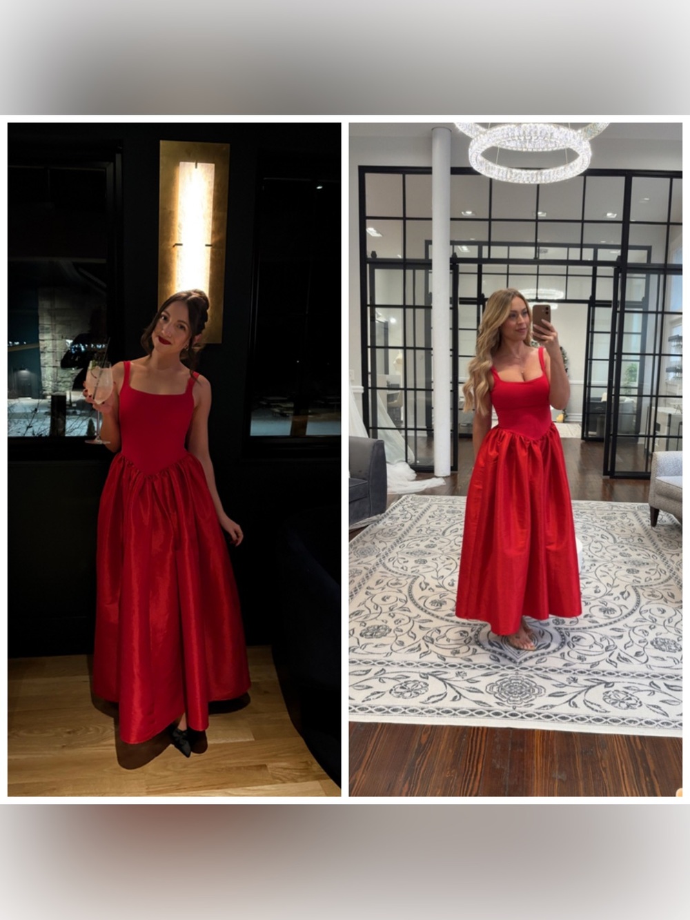 Delfi Collective Elsa Maxi Dress Red XS Drop Waist